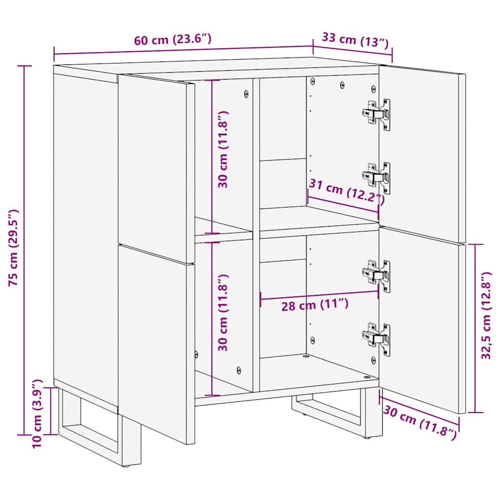 Media-opslagkasten en rekken met plank Anders met opslag Bruin 60 x 33.5 x 75 cm
