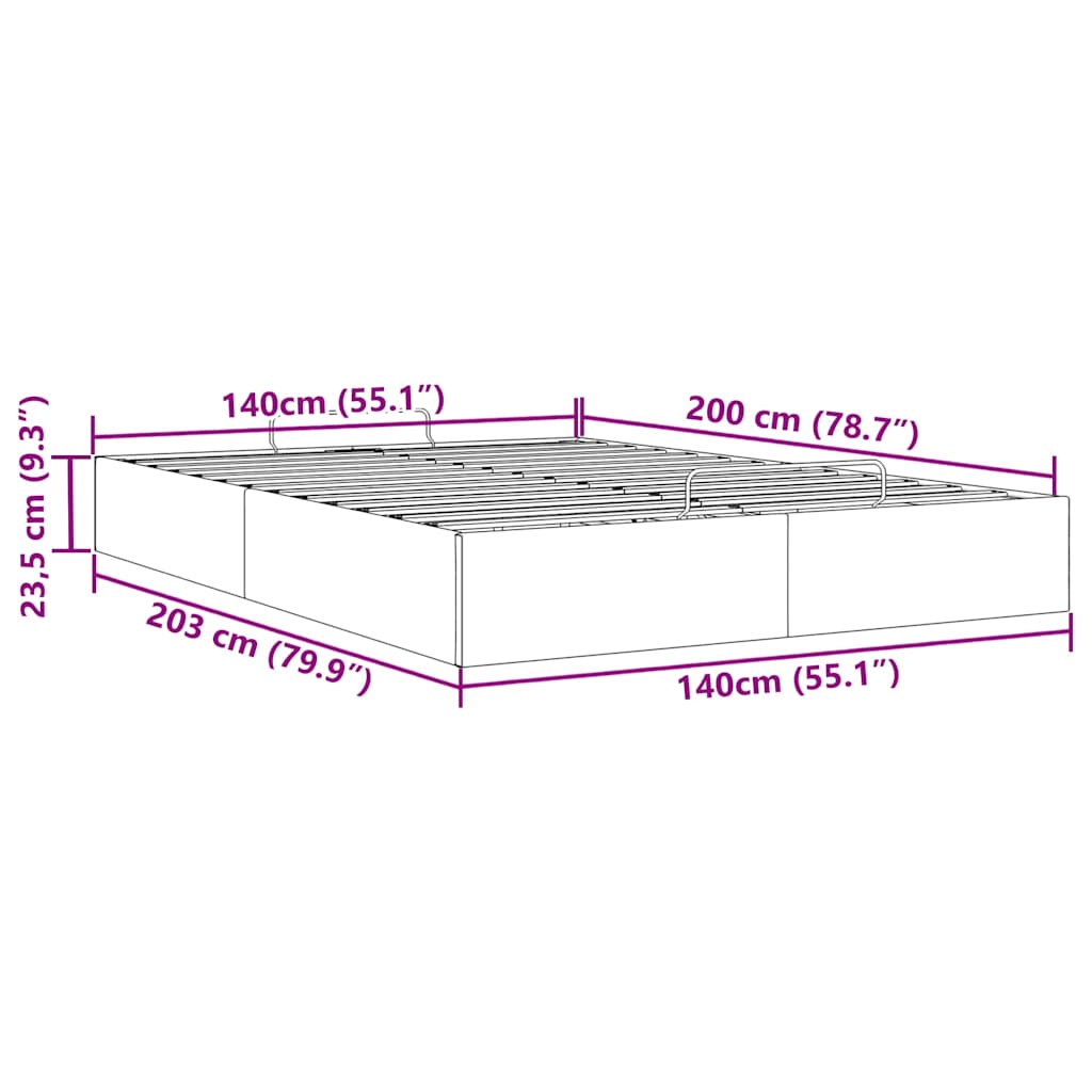 Bedframe zonder matras 140x200 cm stof zwart