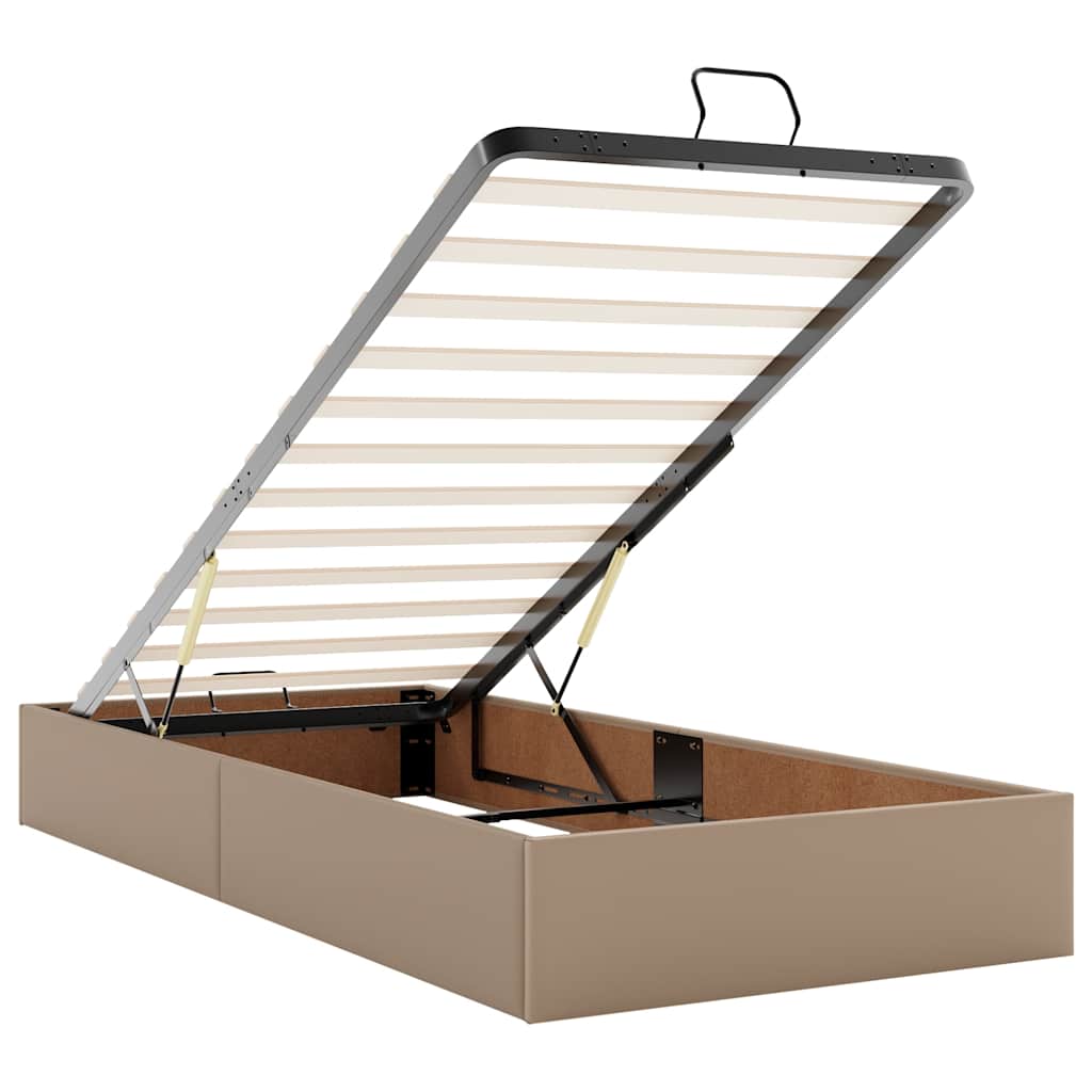Ottomaanse bed met matras 80x200cm kunstleer cappuccinokleurig