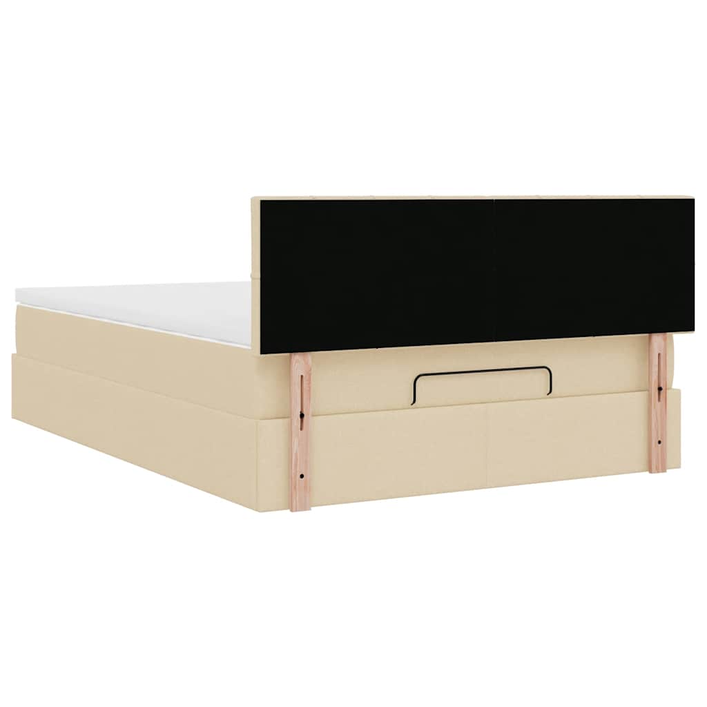 Bed poef met matras en LED's stof 140x190 cm crème