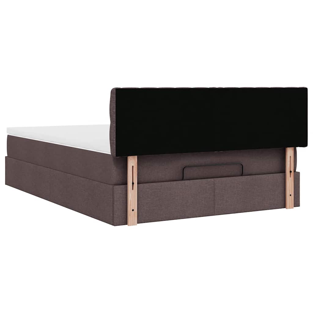 Bed poef met matras en LED's 140x190 cm stof donkerbruin