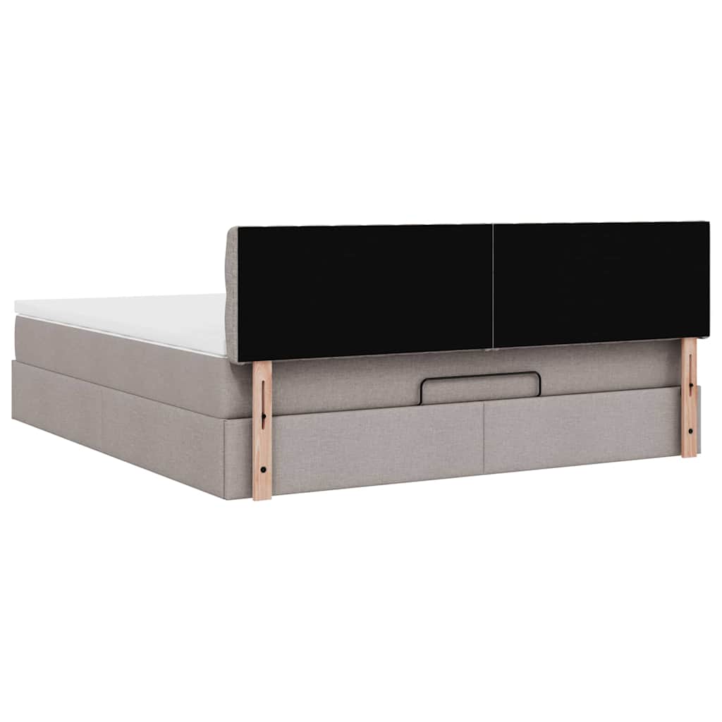 Bed poef met matras en LED's 180x200 cm stof taupe