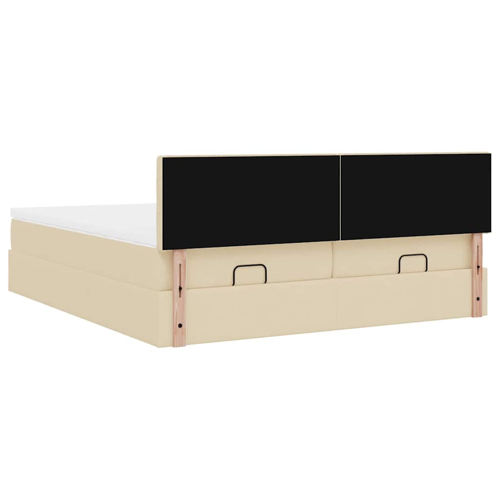 Ottoman bed met matrassen en LED's 160x200cm stof crèmekleurig
