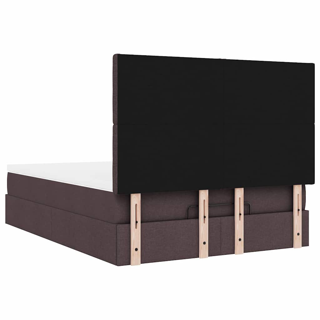 Ottoman bed met matras en LED's 140x190cm stof donkerbruin
