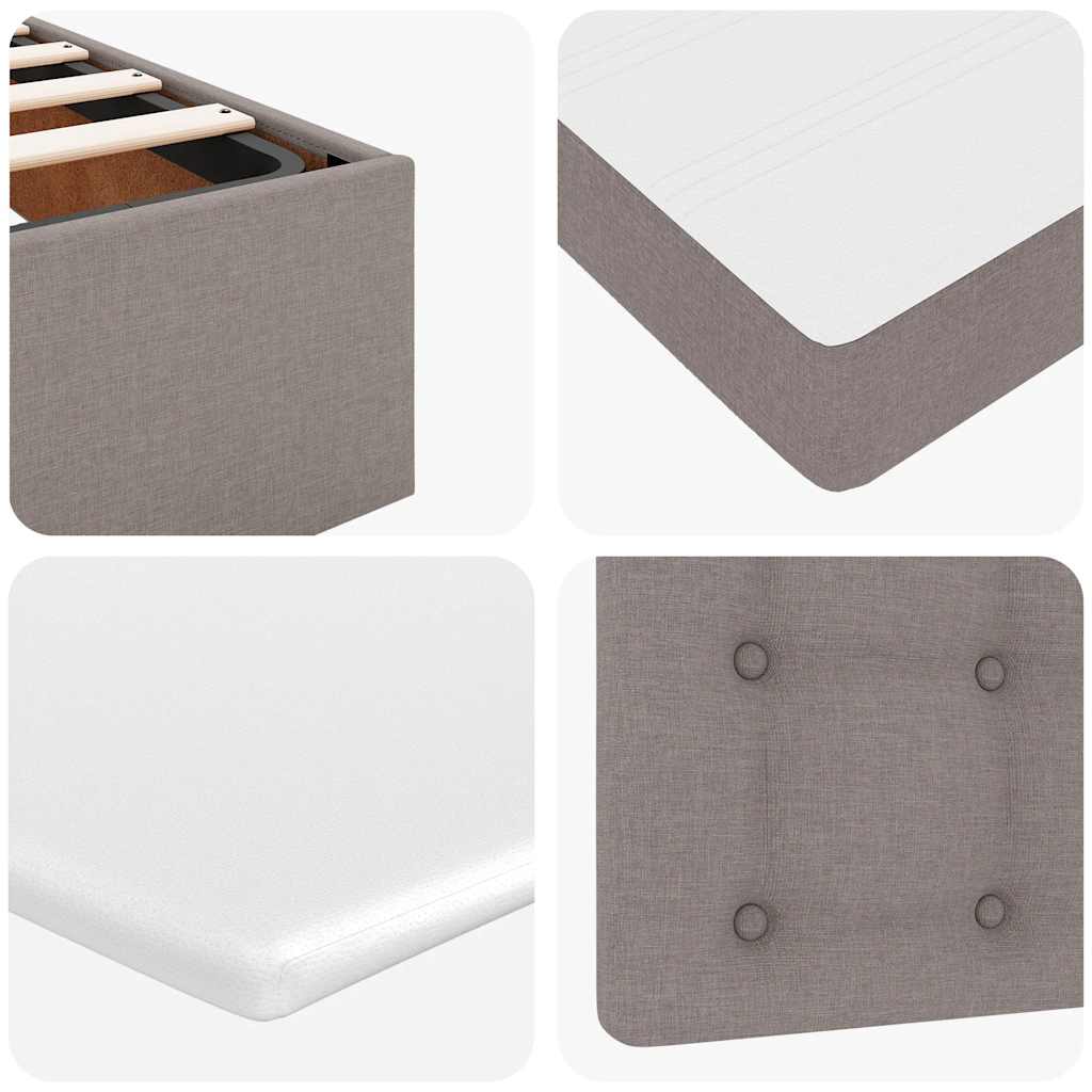 Ottoman bed met matrassen en LED's 200x200cm stof taupe