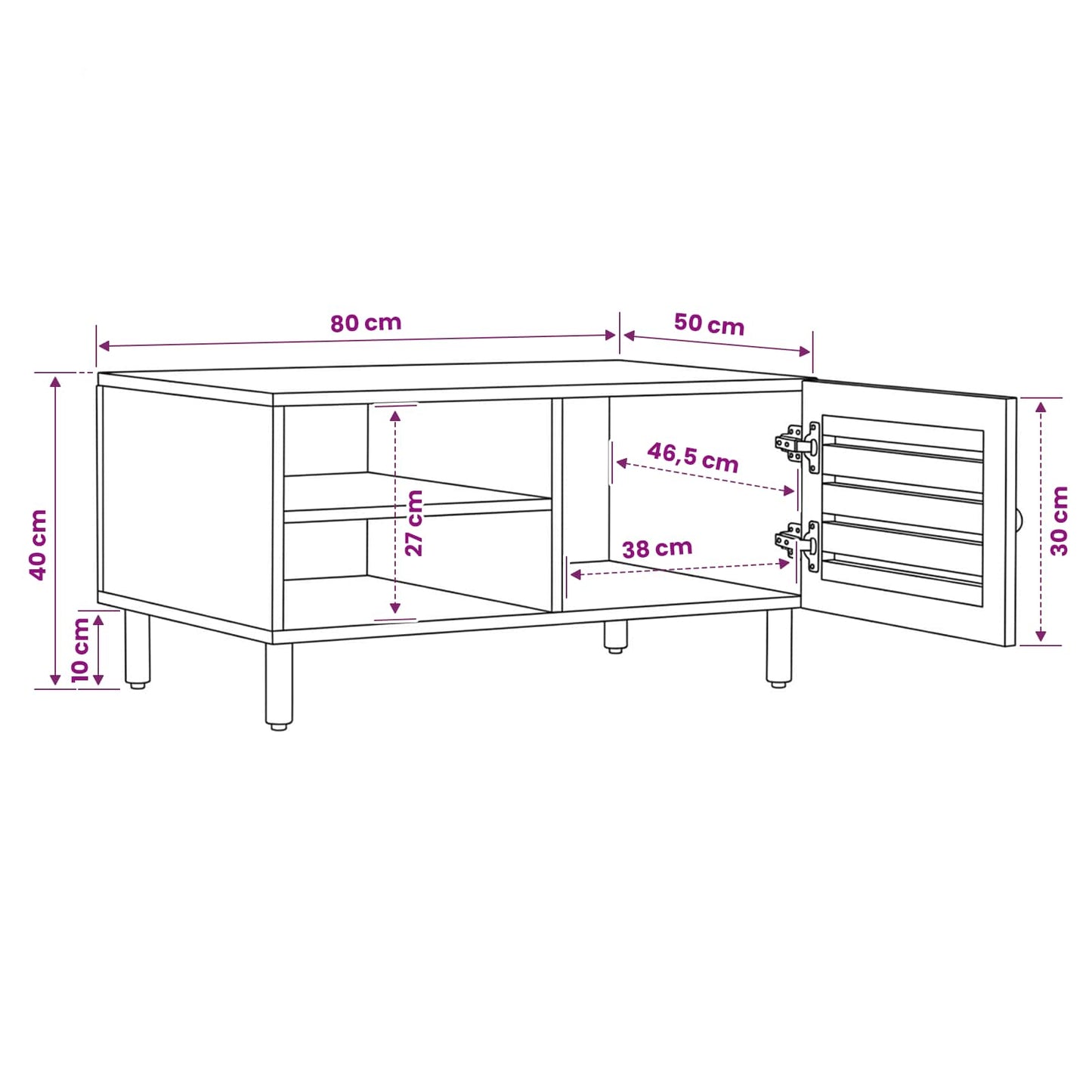 Salontafel Naturel 80 x 50 x 40 cm Massief Mango Hout