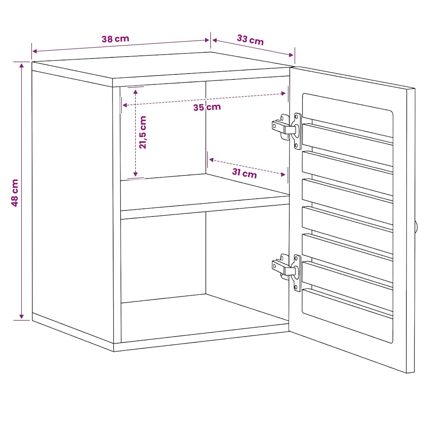 Hangkast Bruin en zwart 38 x 33,5 x 48 cm Massief Mango Hout