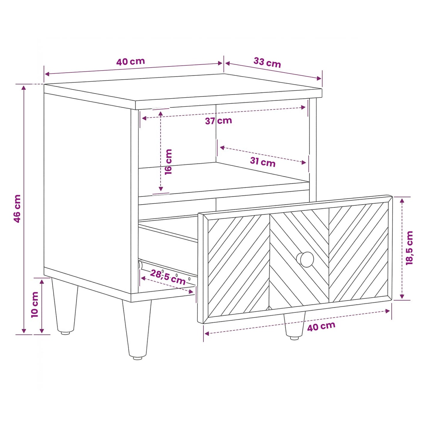 Nachtkastje 2 pcs Bruin 50 x 33 x 60 cm Massief Mango Hout