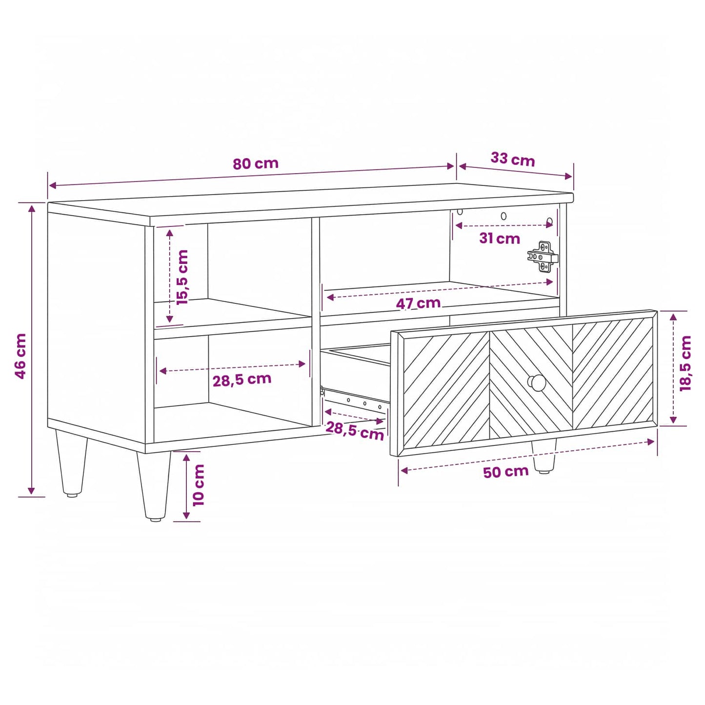 Opslagkasten Bruin 80 x 33,5 x 46 cm Massief Mango Hout