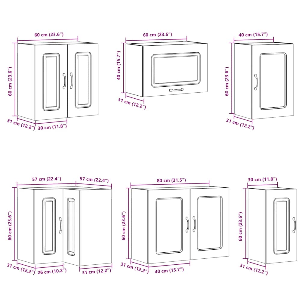 11-delige Keukenkastenset Kalmar bewerkt hout artisanaal eiken