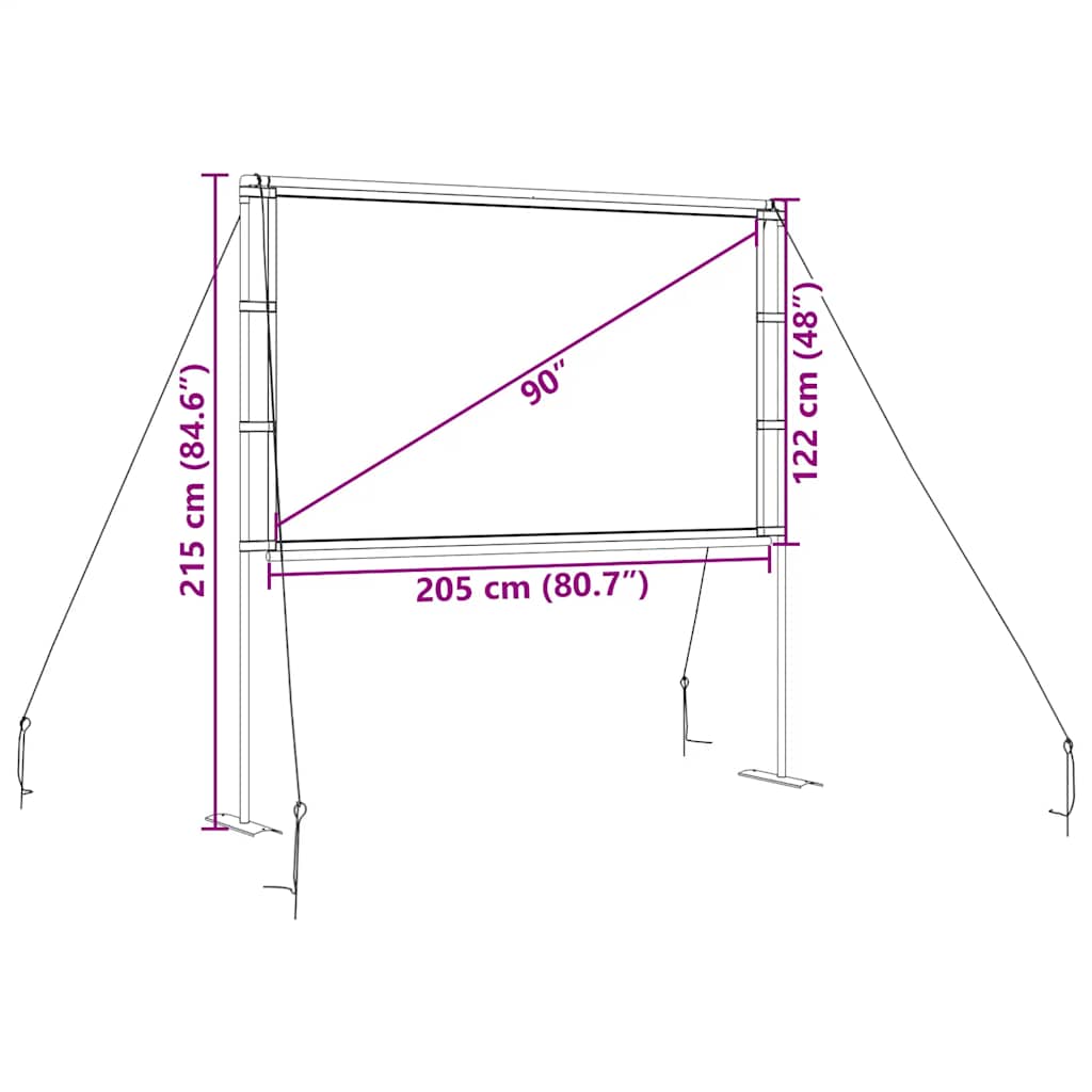 Projectiescherm met statieven 90 inch 16:9