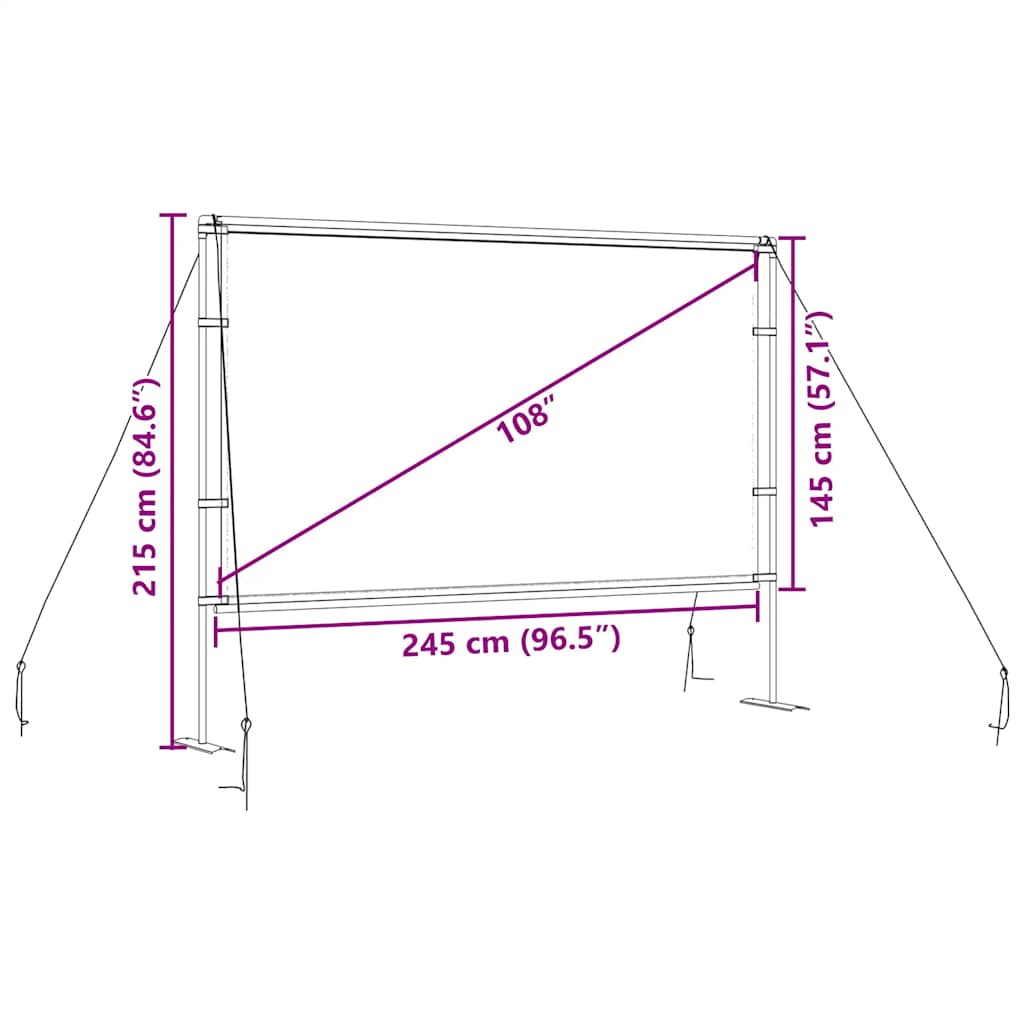 Projectiescherm met statieven 108 inch 16:9