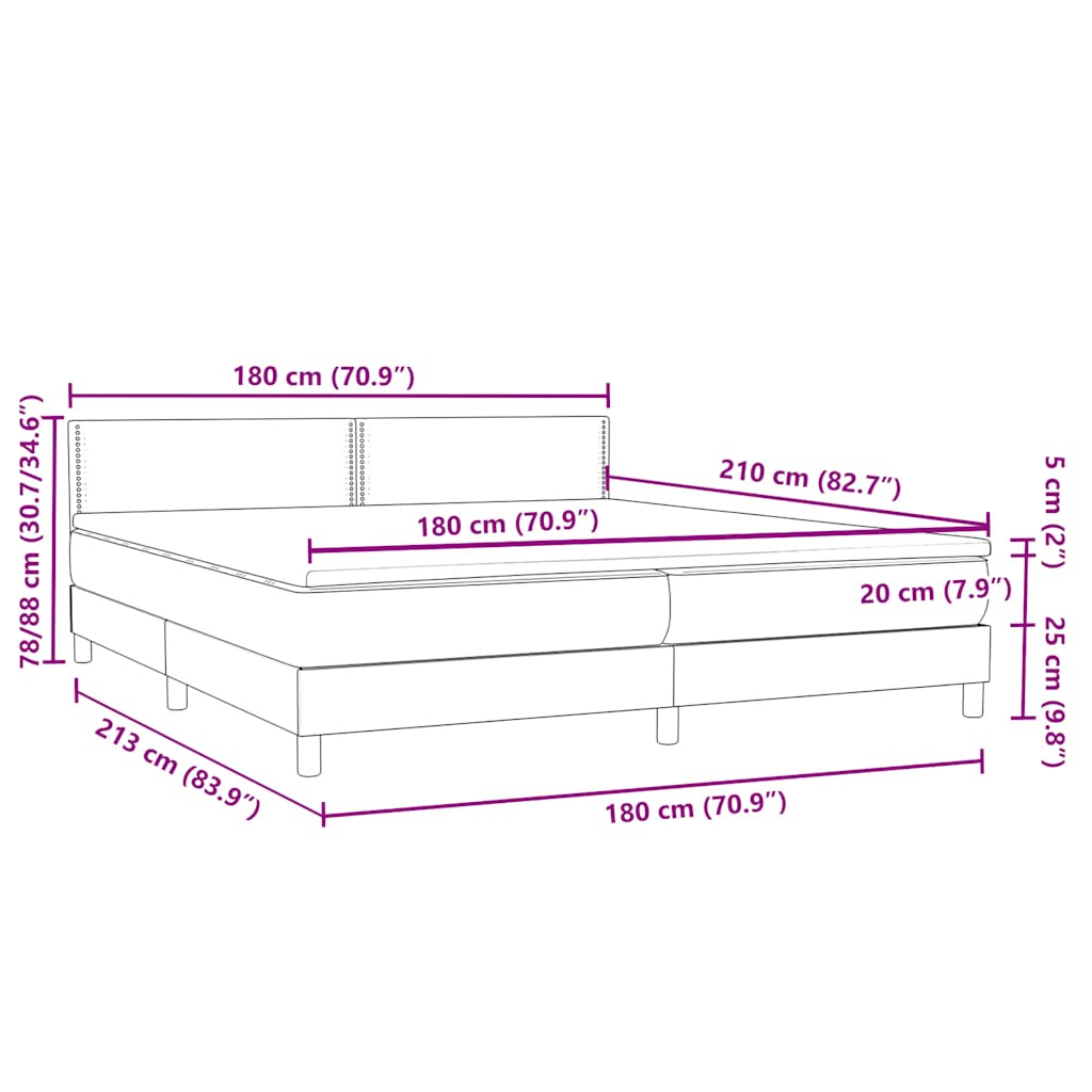 Boxspring met matras fluweel roze 180x210 cm