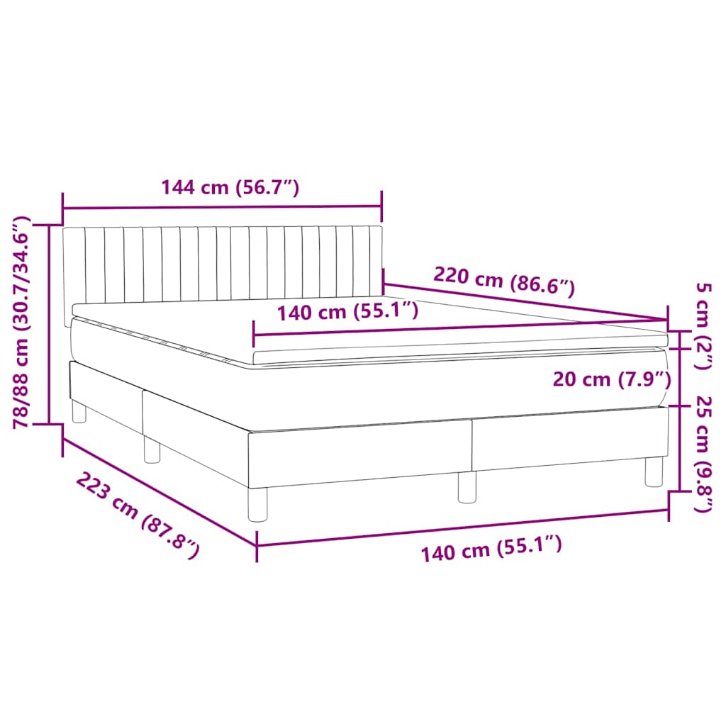 Boxspring met matras fluweel roze 140x220 cm