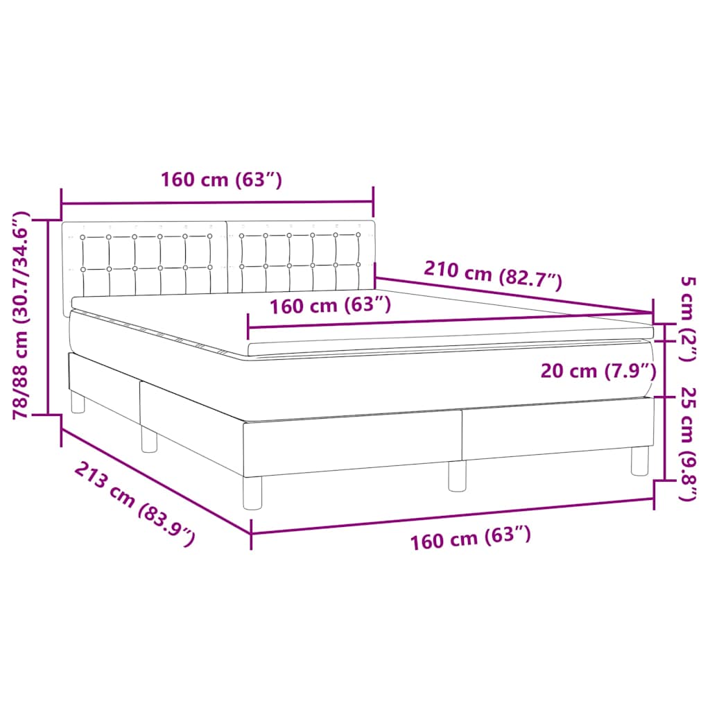 Boxspring met matras fluweel donkergrijs 160x210 cm
