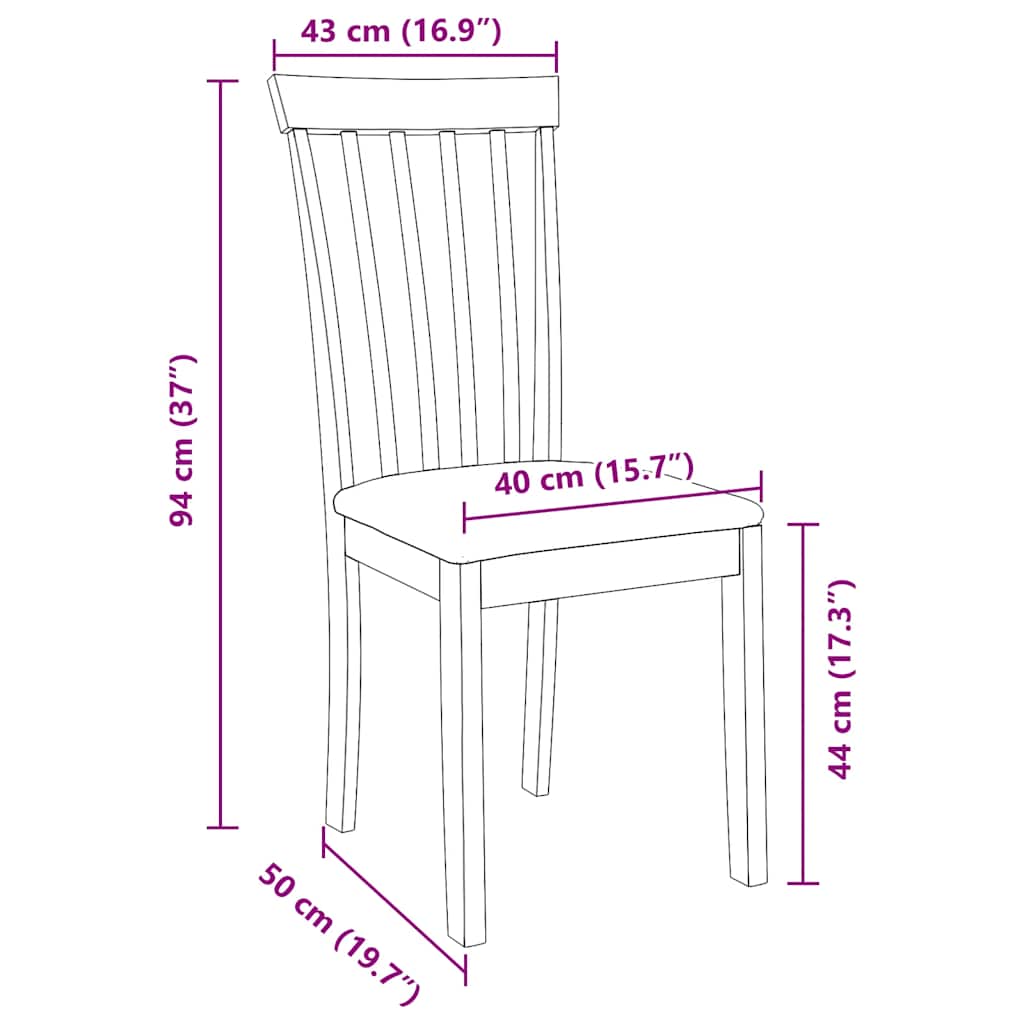 Eetkamerstoelen met kussens 2 st massief hout rubber wit