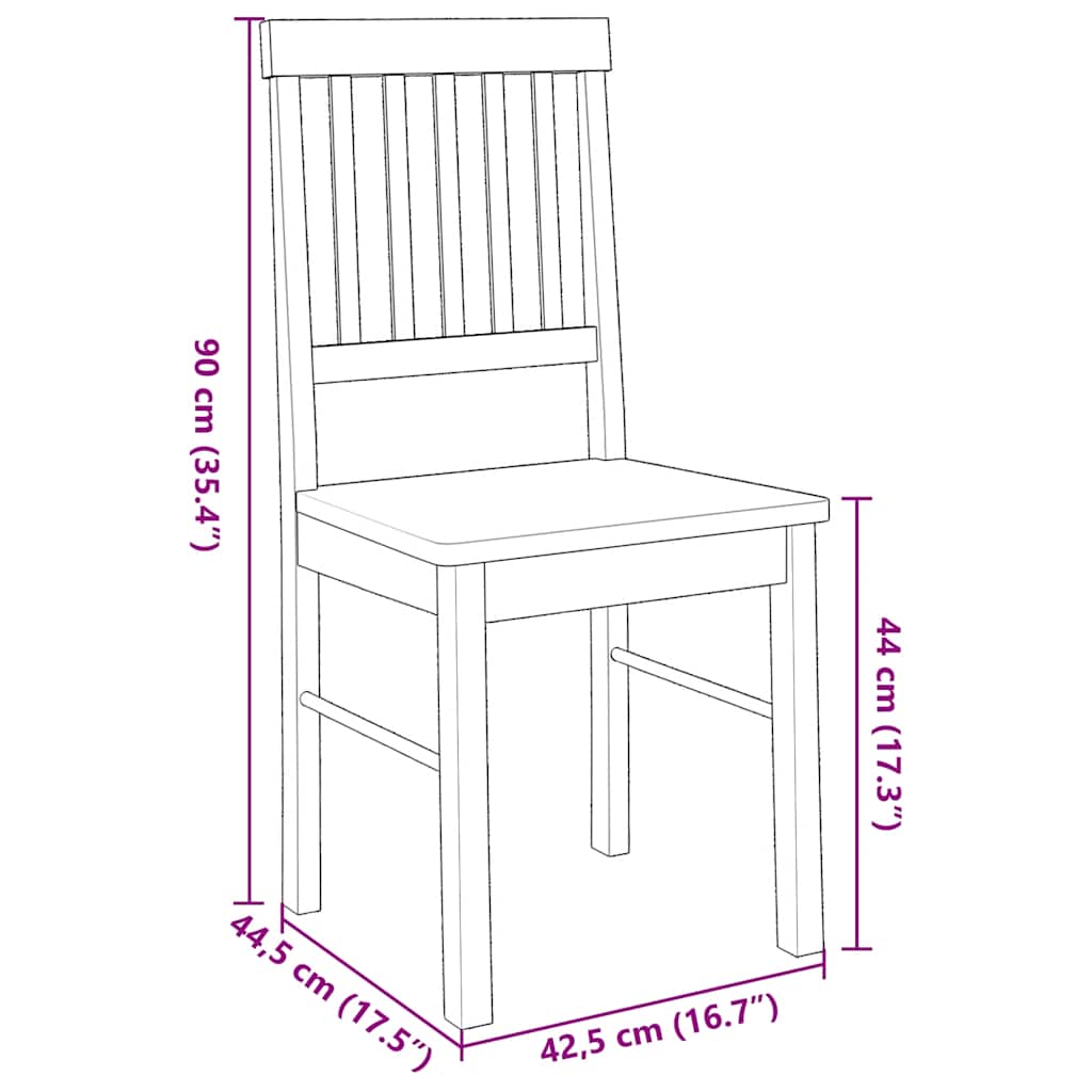 Eetkamerstoelen met kussens 2 st massief hout rubber