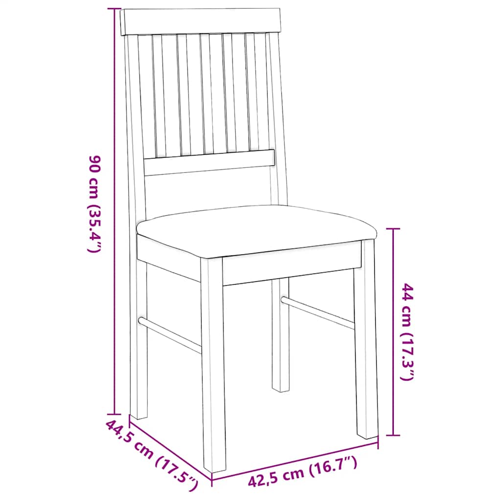 Eetkamerstoelen met kussens 2 st massief hout rubber wit