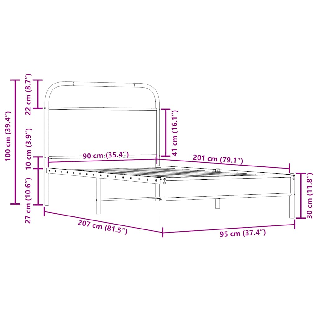 Bedframe zonder matras bewerkt hout gerookt eiken 90x200 cm