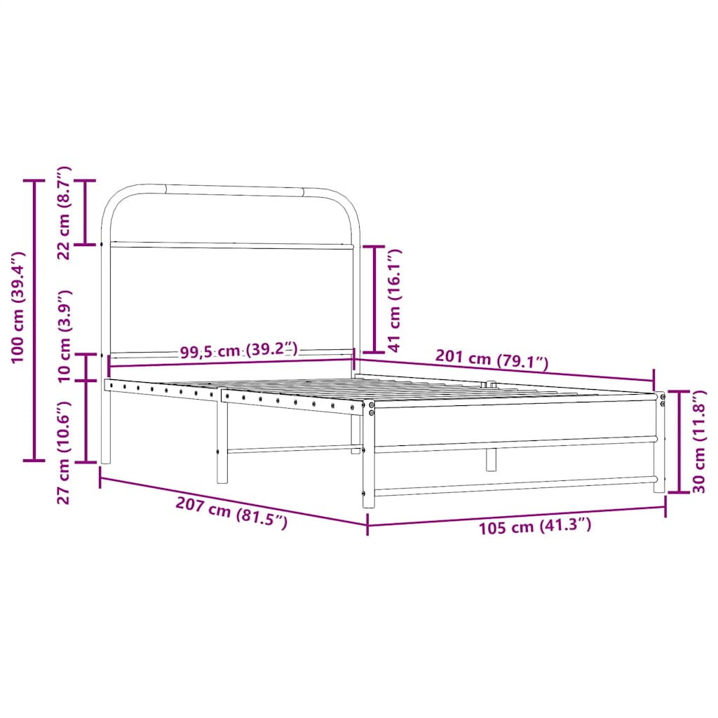 Bedframe zonder matras bewerkt hout gerookt eiken 100x200 cm