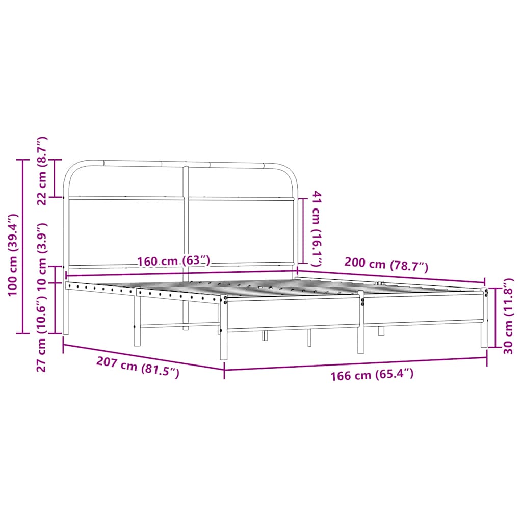 Bedframe zonder matras bewerkt hout sonoma eikenkleur 160x200cm