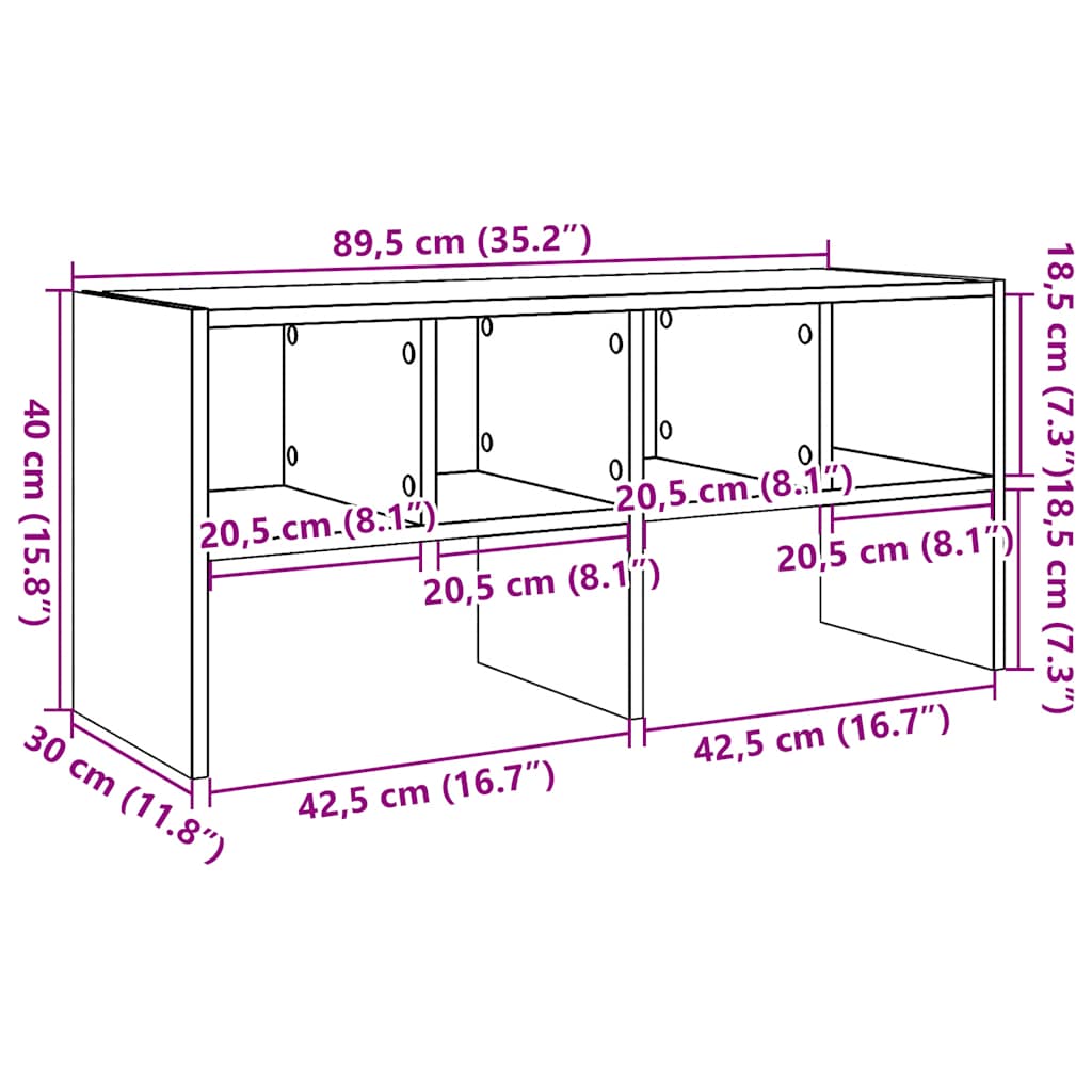 Schoenenrek stapelbaar 89,5x30x40 cm bruin eikenkleur