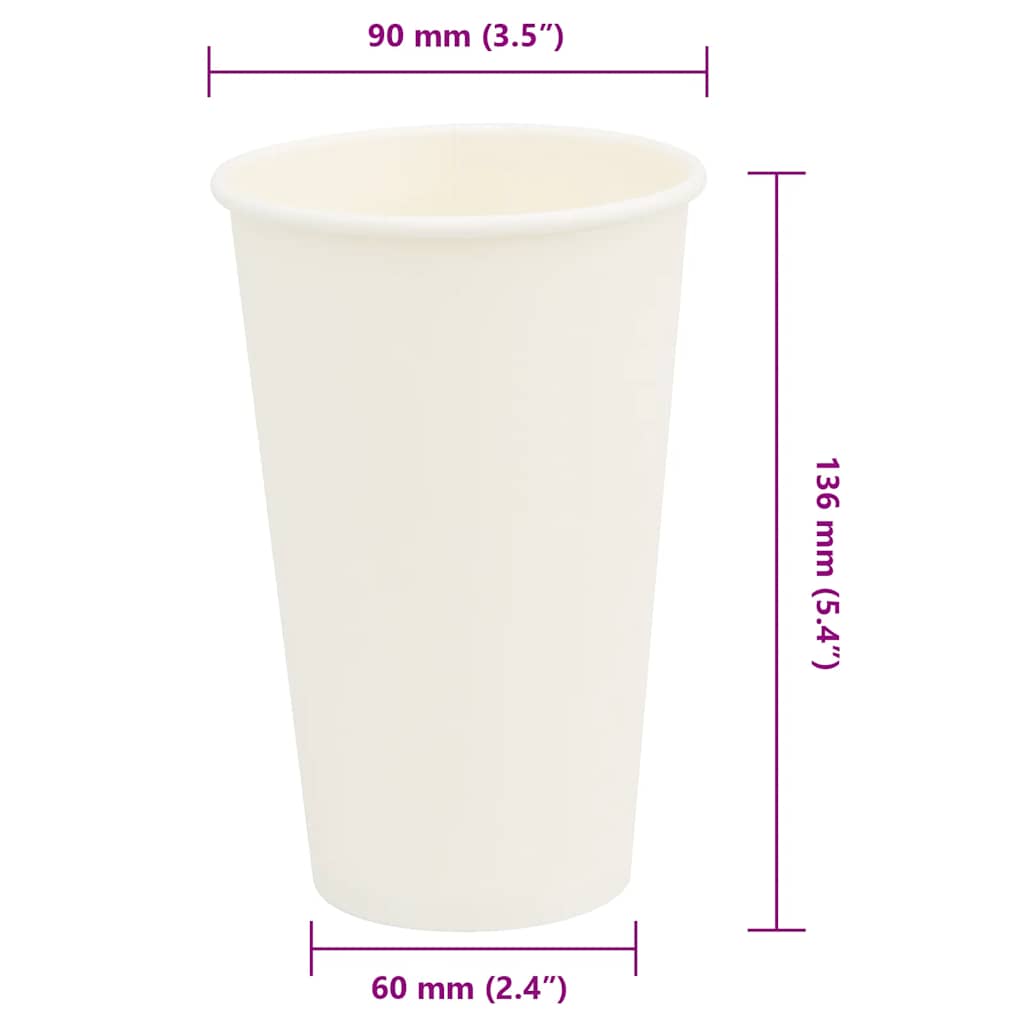 Papieren koffiekopjes 1000 st 16oz 400 ml wit