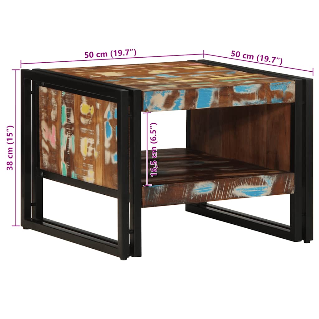 Salontafel 50x50x38 cm massief gerecycled hout meerkleurig