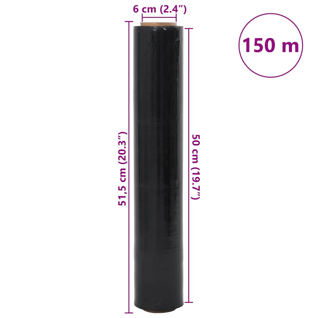 Stretchfilm 6 st 30 μm 50 cm x 150 m zwart