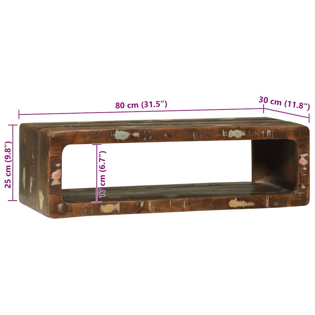 TV-kast Multikleur 80 x 30 x 25 cm Massief gerecycled hout