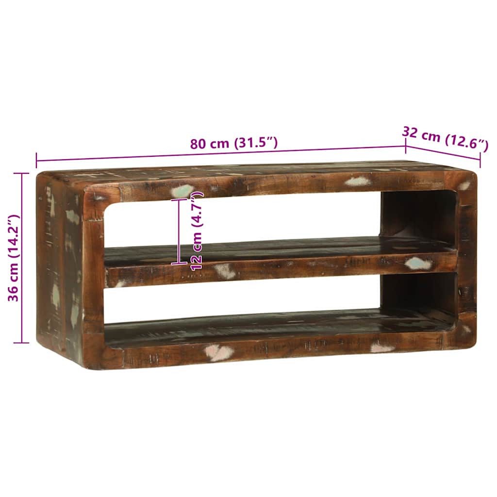 TV-kast Multikleur 80 x 32 x 36 cm Massief gerecycled hout