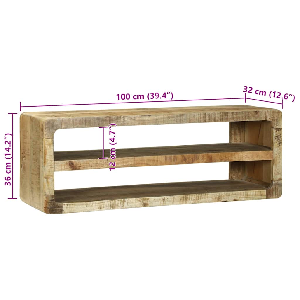 TV-kast met plank Bruin 100 x 32 x 36 cm Massief mangohout