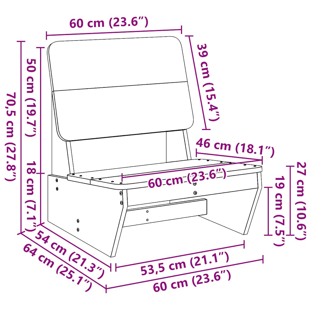 Tuinstoelen 2 st 60x64x70,5 cm massief grenenhout wasbruin
