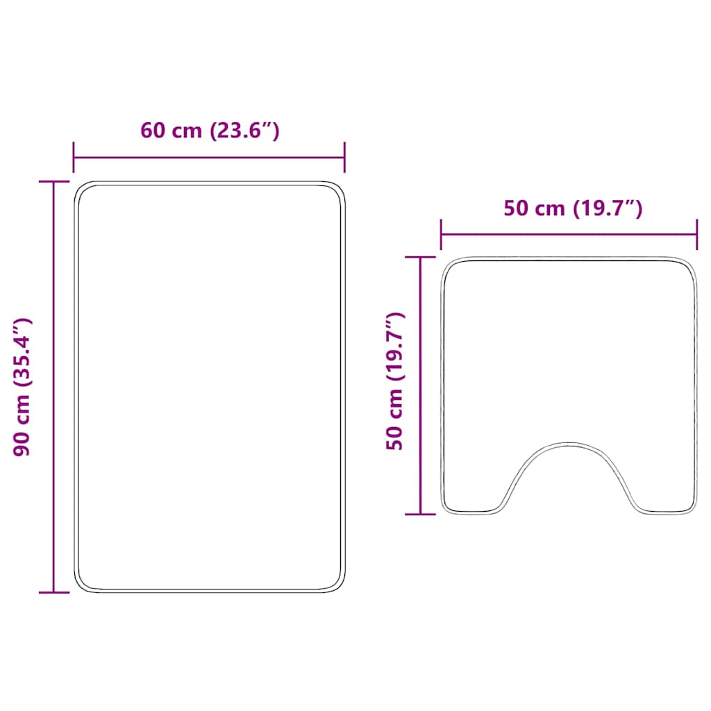 Antislip Badmat Set 2 pcs Crème PP