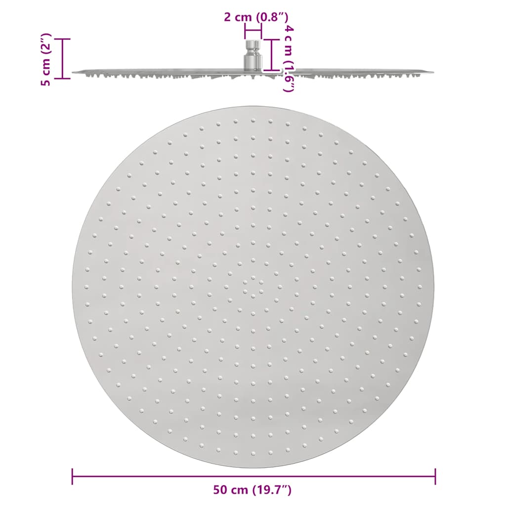 Regendouchekop roestvrij staal 304 50 cm Rond