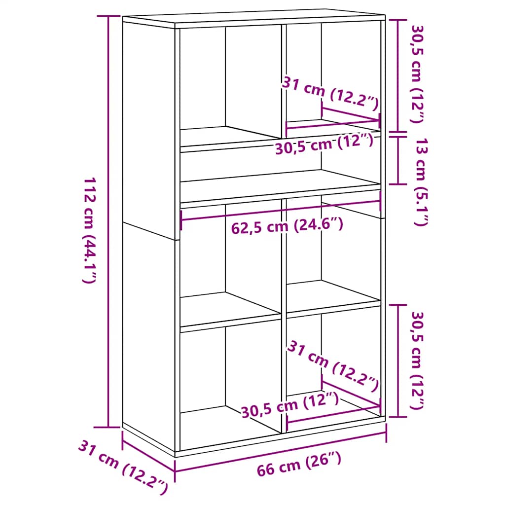 Boekenkast 66x31x112 cm bewerkt hout gerookt eikenkleurig