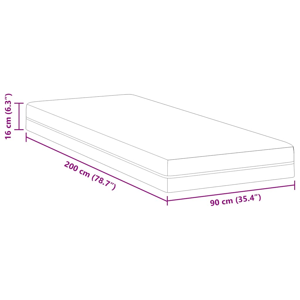 Matrassen Wit, Grijs 90 x 200 cm 100% polyester jacquard stof
