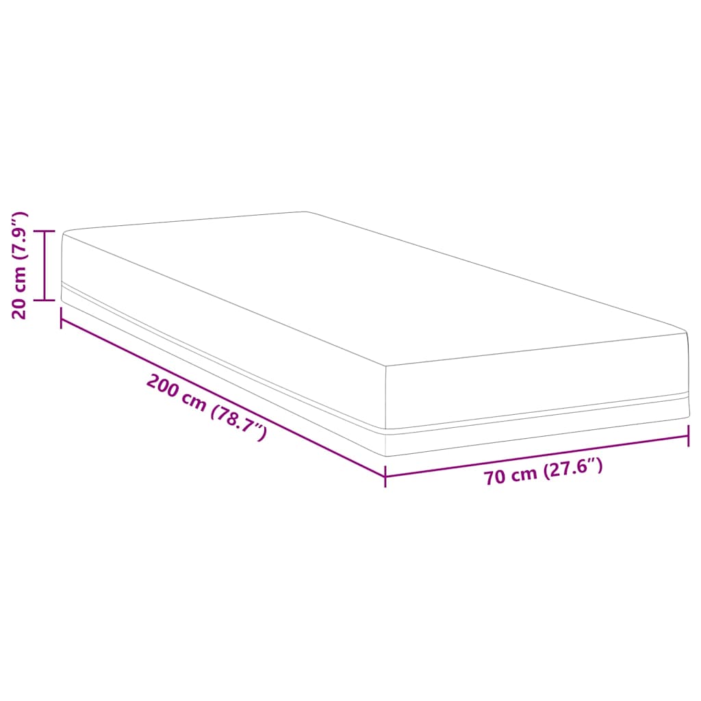 Matras Wit En Blauw 70 X 200 Cm Met Gel Doordrenkt Schuim