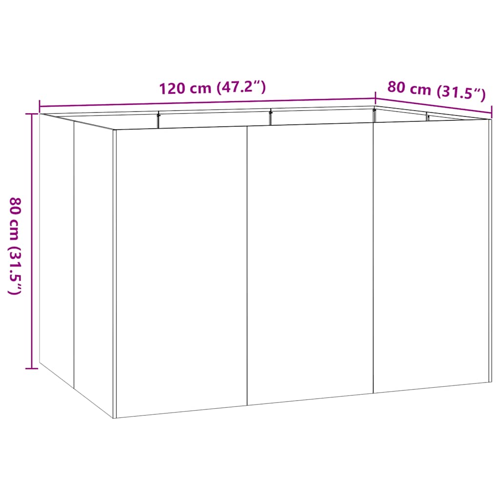 Plantenbak 120x80x80 cm staal wit