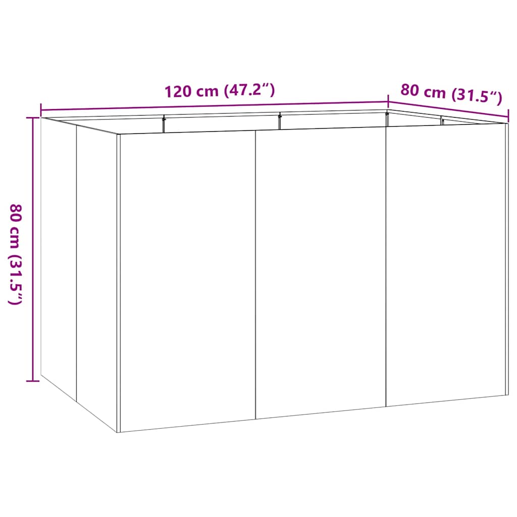 Plantenbak 120x80x80 cm staal olijfgroen
