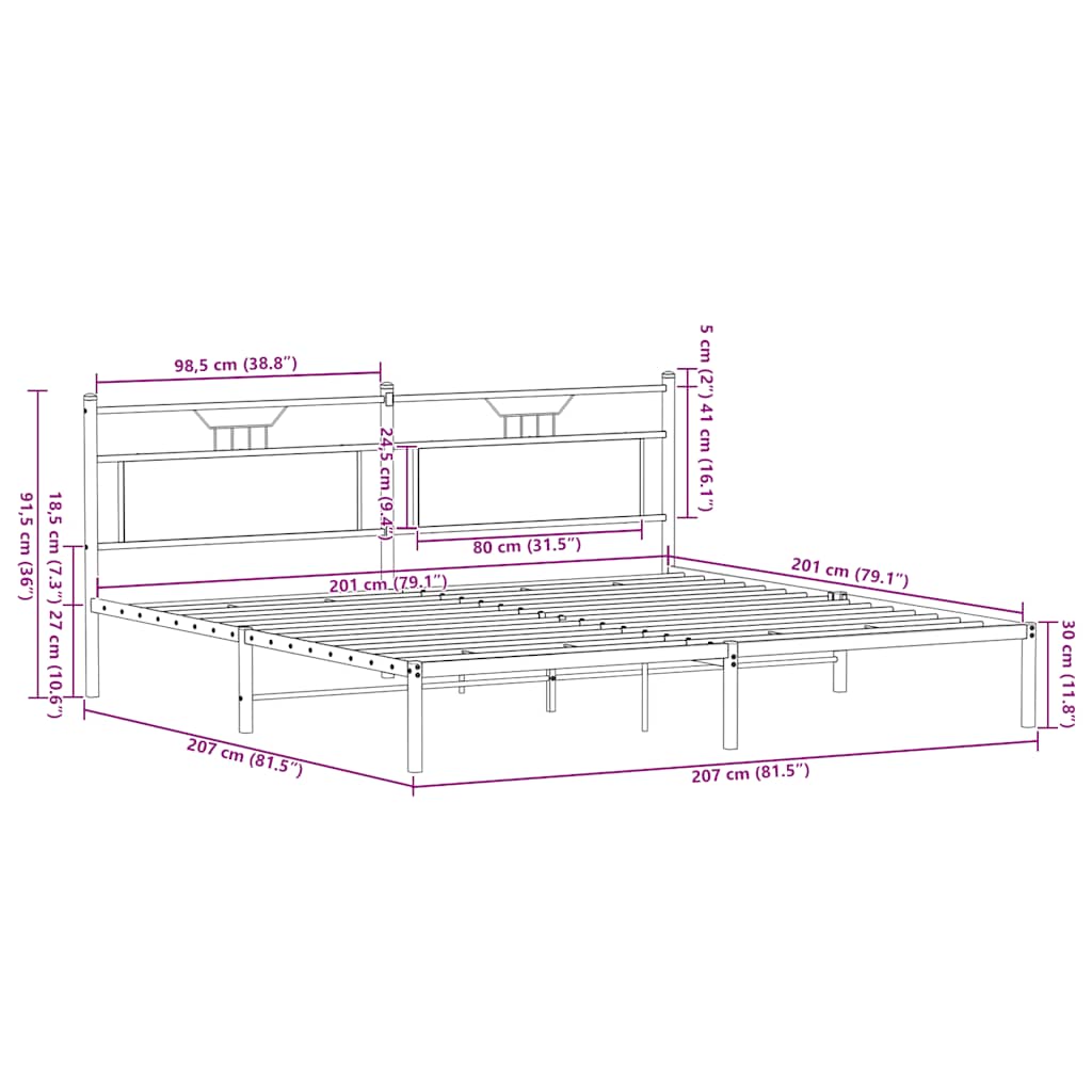 Bedframe zonder matras 200x200 cm spaanplaat gerookt eiken