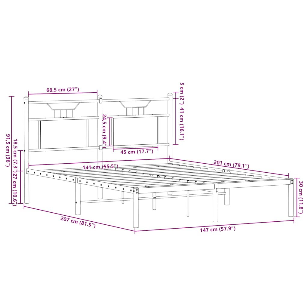 Bedframe zonder matras hout sonoma eikenkleurig 140x200 cm
