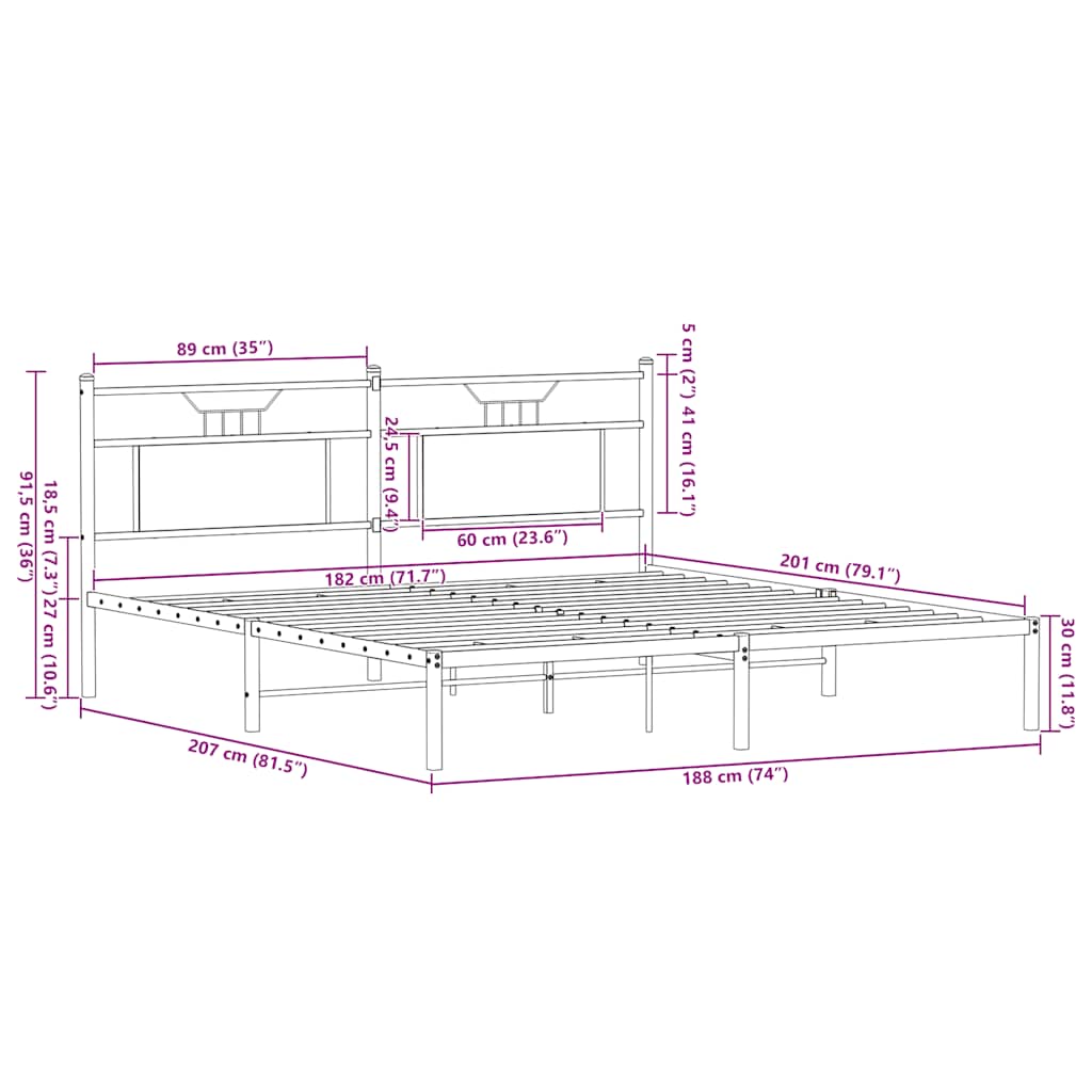 Bedframe zonder matras bewerkt hout bruin eikenkleur 183x203 cm
