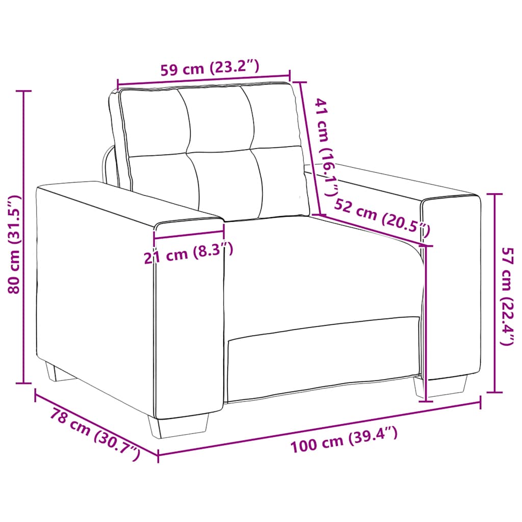 Fauteuil Fluweel 60 cm Zwart