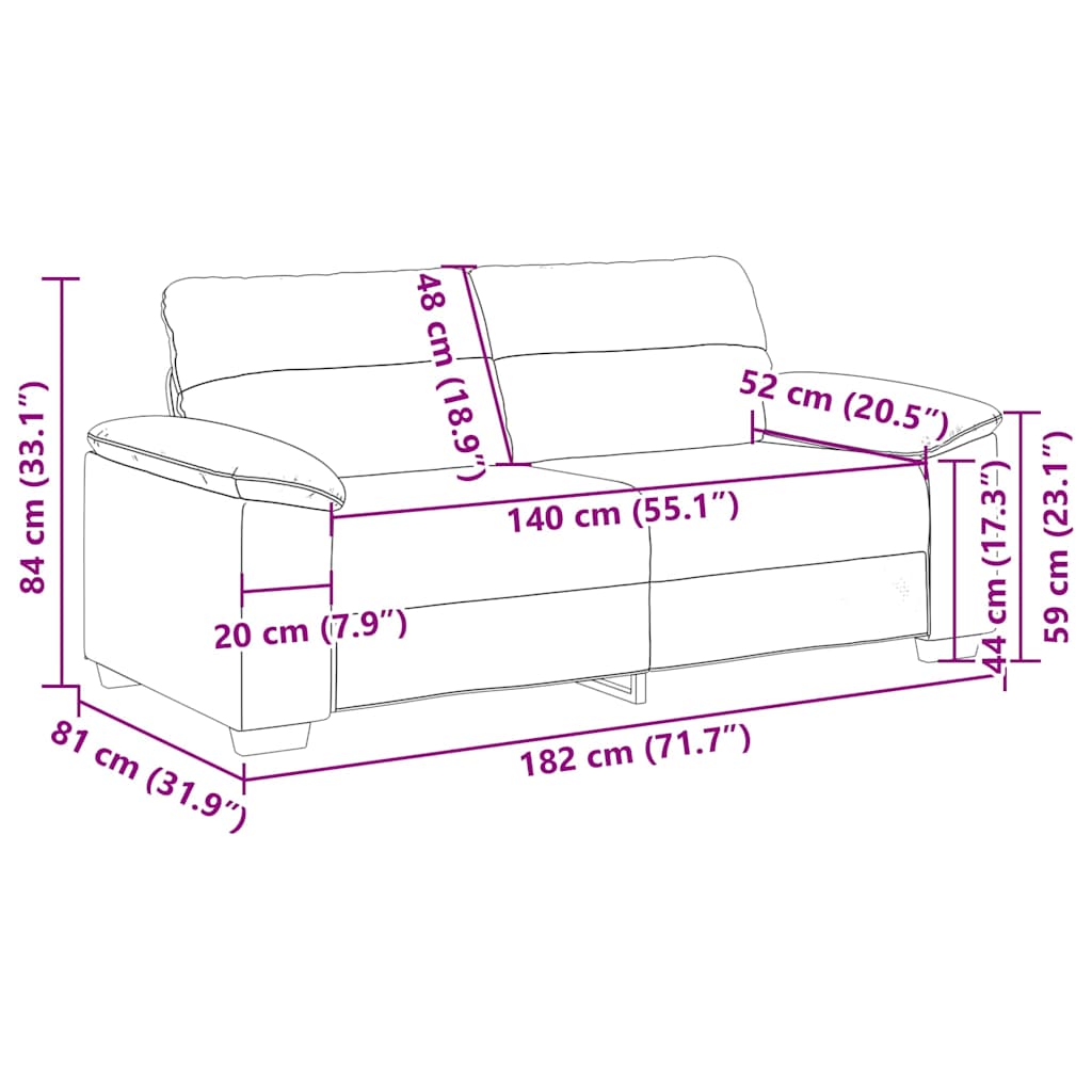 2-Zitsbank Stof 140 cm Lichtgrijs