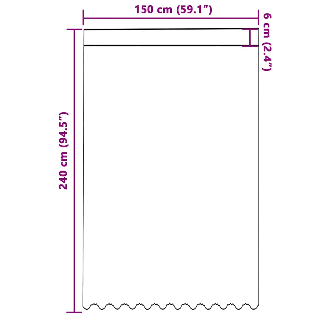 Kantgordijn met gordijnen Wit 150 x 240 cm Polyester