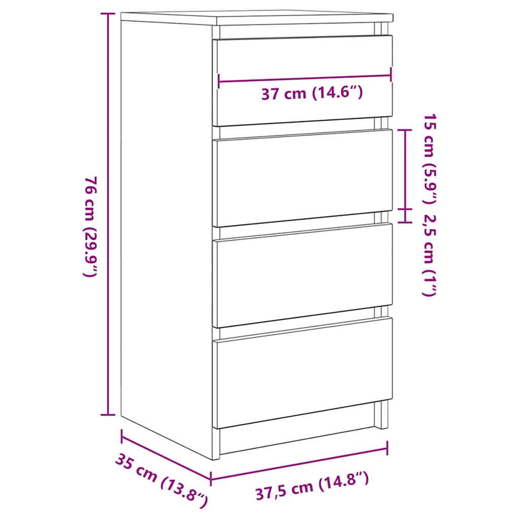 Dressoir 37,5x35x76 cm bewerkt hout wit