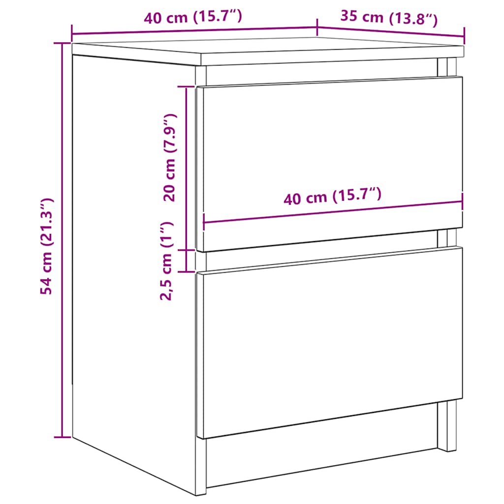 Tv-meubel 40x35x54 cm spaanplaat gerookt eikenkleurig