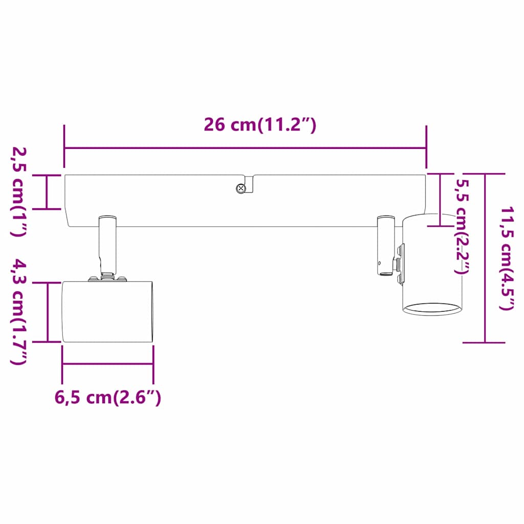 Plafondspot met schijnwerpers Wit 26 x 6,5 x 11,5 cm Metaal