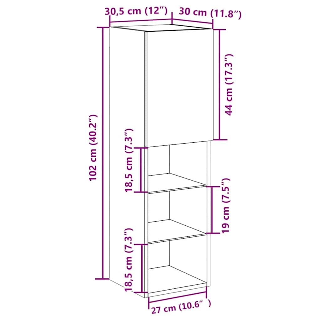 Tv-meubelset 2 pcs Zwart Eiken 30,5 x 30 x 102 cm Bewerkt hout